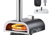 Outdoor Pizza Oven, 12 in Wood Fired Pizza Ovens, Pellet Pizza-Stove with Thermometer &amp; Electric Rotation, Portable Pizza-Maker for Outside Backyard Patio Camping, Pizza-Stone, Carry Bag, Shovel