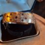 Vintage 1/10th 9ct Gold Hinged Bangle with Garnets - John Brereton Box 1977 Image 2