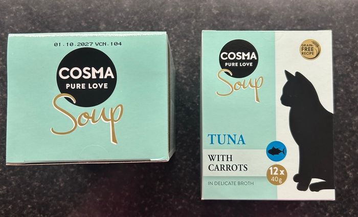 Cosma Soup Tuna with Carrots Box 24 x 40g  - cat wet food