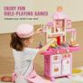 Kitchen Playset Kids Pretend Cooking Play Toy 48 Piece Accessories Pink Image 3