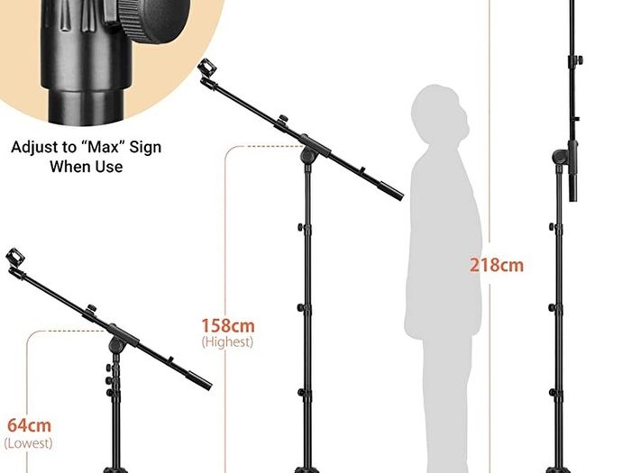 Tripod Boom Sheet Microphone Stand Metal Portable with Carrying Bag, for Performance Singing Speech Wedding Stage and Outdoor (FREE POSTAGE)