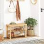 FREE EXPRESS SHIPPING 3-Tier Bamboo Shoe Bench, Shoe Rack Storage Organizer, 70 x 28 x 45 cm, ideal for Hallway, Bathroom, Living Room and Corridor Image 5