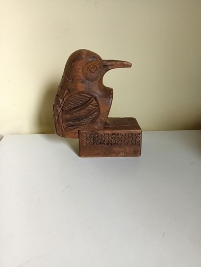 Vintage  wooden figural Match  Holder in the  shape of a  kingfisher bird