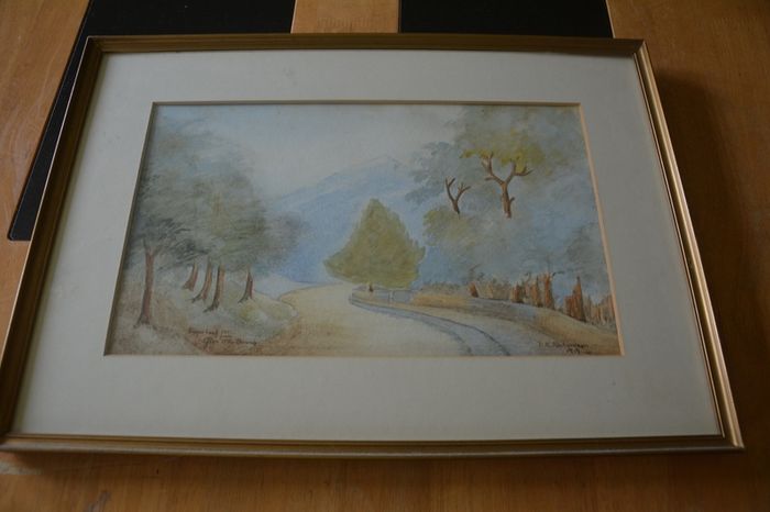 Large vintage watercolor
