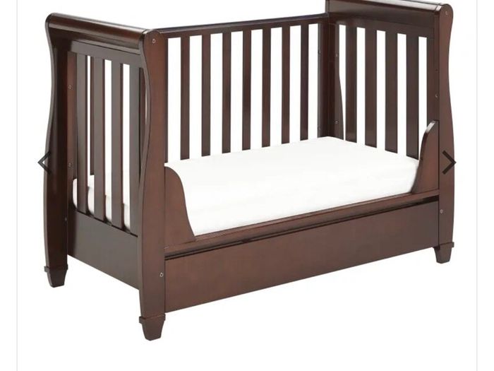 Babymore Eva Sleigh Dropside Cotbed with Drawer