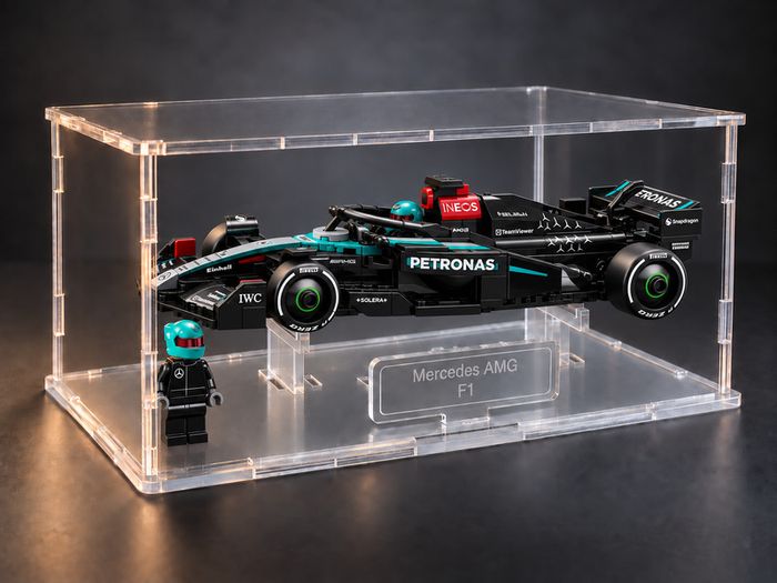 Stackable Acrylic Display Case for LEGO Speed Champions Cars | Flat-Pack Dust Cover with Display Stand
