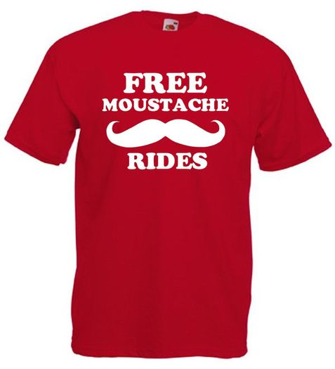 Free Moustache Rides  Mens funny rude t-shirts