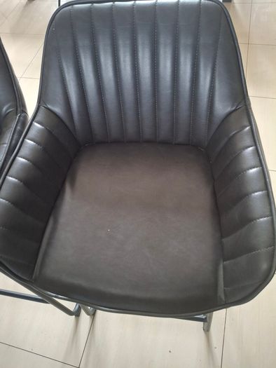 4 Grey high Stool leather chairs