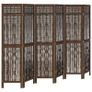 Room Divider 6 Panels Dark Brown Solid Wood Paulownia Image 2