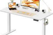 120 x 60 cm Standing Desk, Electric Height Adjustable Desk with 2 Hooks
