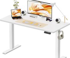 120 x 60 cm Standing Desk, Electric Height Adjustable Desk with 2 Hooks