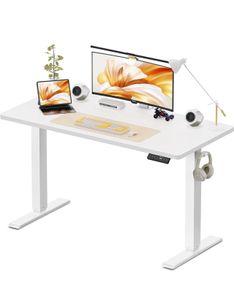 120 x 60 cm Standing Desk, Electric Height Adjustable Desk with 2 Hooks
