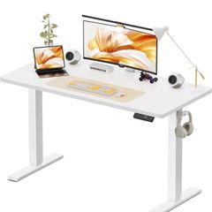 120 x 60 cm Standing Desk, Electric Height Adjustable Desk with 2 Hooks