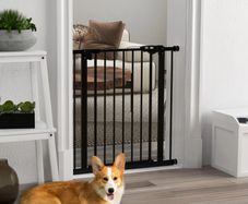 PawHut Metal 74-80cm Wide Adjustable Dog Gate Black