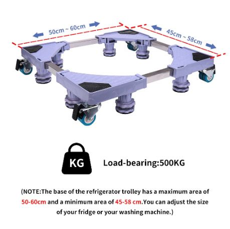 Mobile Base Fridge Stand Universal Mobile Roller Adjustable Movable Dolly Refrigerator Rack
