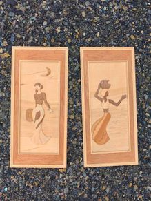 Pair of Decorative Wooden Marquetry Panels