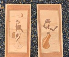 Pair of Decorative Wooden Marquetry Panels