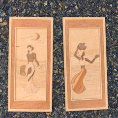 Pair of Decorative Wooden Marquetry Panels
