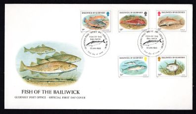 1985 Guernsey Fish Commemorative Stamps Official First Day Cover (FDC)