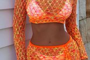 Orange beach cover-up set, size 12