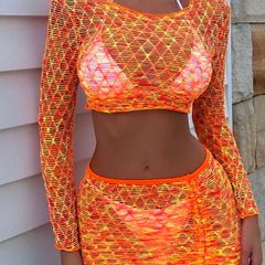 Orange beach cover-up set, size 12