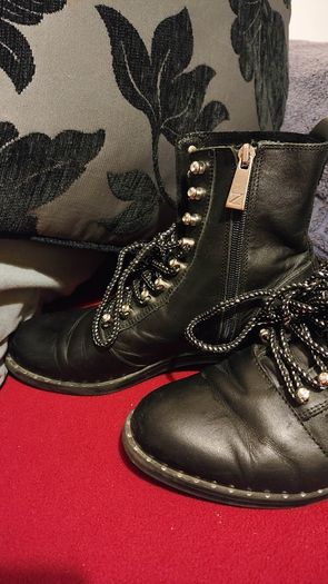 Price drop Zara Trafaluc Black Leather Combat Boots Size EU 39