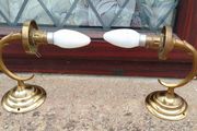 Two Brass Wall Lights (with No Light Covers).