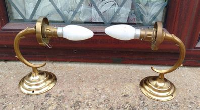 Two Brass Wall Lights (with No Light Covers).