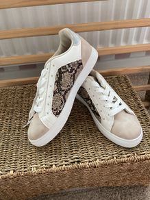 trainers Bnwt white leather effect with snakeskin detail size 40 sixth sens brand