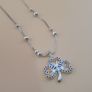 Elegant 925 Sterling Silver Four-Leaf Clover Pendant Blue & White Zirconia Stones Image 7