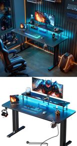 Gaming Desk + LED lights + power outlet