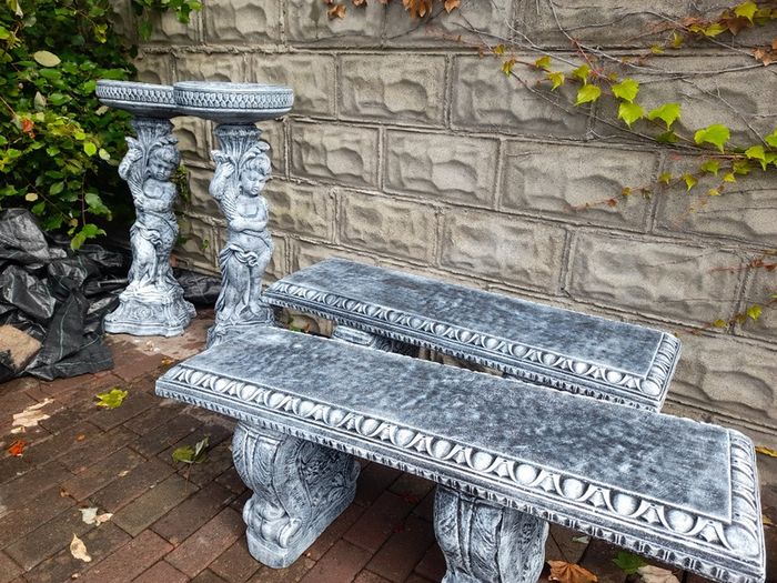 Garden Bench and Angel Bird Bath - New - Both for Only 190