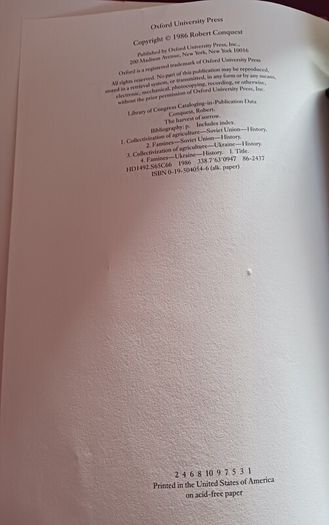 The Harvest of Sorrow / Robert Conquest/ 1986/1st edition