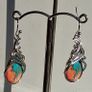 Ornate Filigree Oyster Copper Turquoise Teardrop Earrings Image 3