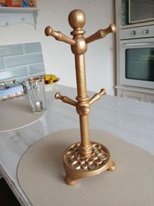 Free: Only until Thursday Antique Mug Tree, Golden painted, Cast Iron, 35 cm