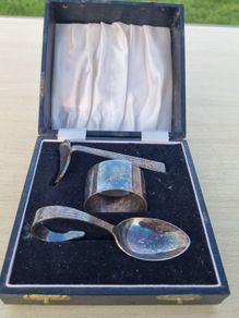 Vintage Silver Plated Christening set
