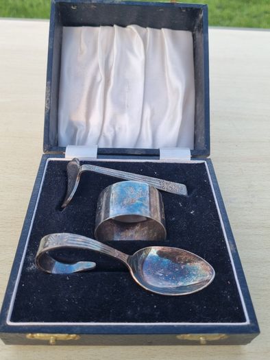 Vintage Silver Plated Christening set