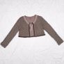 Alice Barnabe By Enjoy Brown Khaki Textured Knit Lace Trim Front-Tie Cropped Bolero Shrug Cardigan 12UK/40EU Image 4