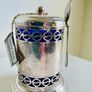 Vintage Queen Anne Silver Plated Coffee Pot Coffee Server Blue Glass Insert Image 3