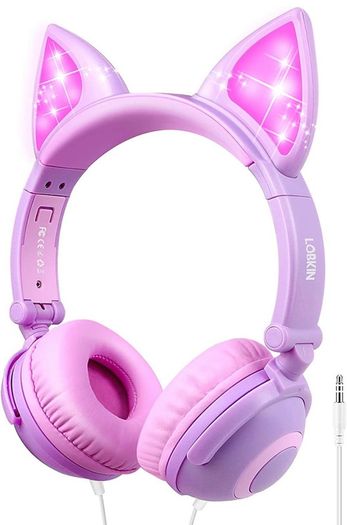 Kids Headphones, Cat Ear LED Light Up Wired Headphones Over Ear with 85dB Volume Limited Hearing Protection,Cute Headphones for Girls MULTIPLE COLOURS AVAILABLE (FREE POSTAGE)