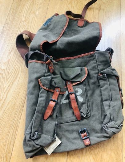 Rrl Double Ralph Lauren Army Canvas Leather Bag Rare!