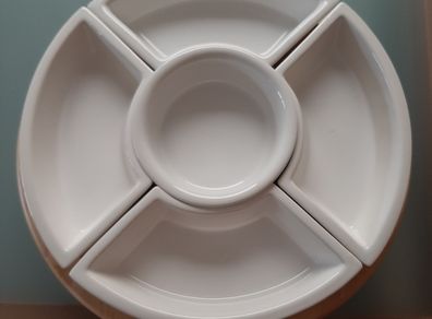 Solid wood and Ceramic Lazy Susan
