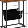 NEW SALE | Slim Side Table, Narrow End Table, Industrial Bedside Tables with Magazine Holder Sling, Small Table for Small Spaces, Skinny Magazine Table, Metal Frame, Rustic Brown and Black Image 6