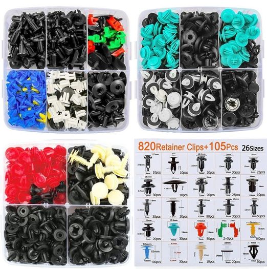 925Pcs Car Bumper Retainer Clips Plastic Rivets Fasteners Tailgate Handle Rod Clip, 26 Most Popular Sizes Auto Push Pin Rivets Set- Door Trim Panel Fender Clips for GM Ford Toyota Honda Chrysler (FREE POSTAGE)