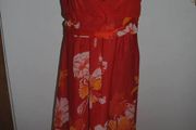 Brand new chiffon beautiful red/orange designer Jasper Conran patterned maxi dress size UK18 EU46 Postage included