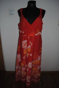 Brand new chiffon beautiful red/orange designer Jasper Conran patterned maxi dress size UK18 EU46 Postage included