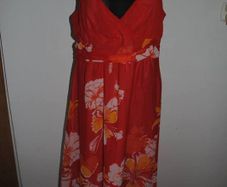 Brand new chiffon beautiful red/orange designer Jasper Conran patterned maxi dress size UK18 EU46 Postage included