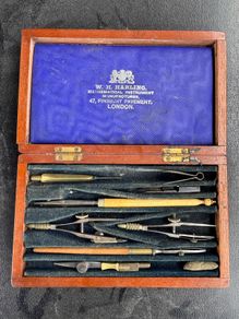 Antique W.H. Harling Drawing Instrument Set (c. 1890)