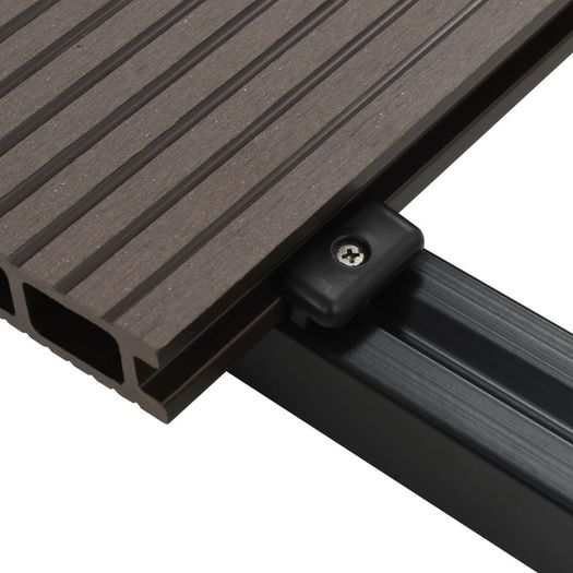 WPC Hollow Decking Boards with Accessories 16m(sqr) 2.2m Dark Brown