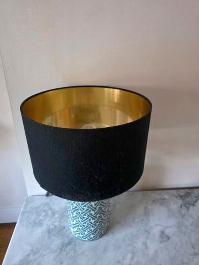 Dar Lighting Reese Ceramic Table Lamp with Black Gold Shade